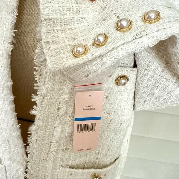Nanette Lepore Elegant White Tweed Jacket size XL - Picture 6 of 9